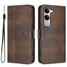 For vivo Y04 4G Global / Y29s 5G Line Splicing Buckle Retro Leather Phone Case(Brown) - 2