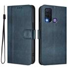 For vivo Y30 4G Global Line Splicing Buckle Retro Leather Phone Case(Dark Blue) - 2