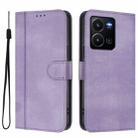 For vivo Y35 4G / Y22s 4G / Y22 4G Global Line Splicing Buckle Retro Leather Phone Case(Purple) - 2