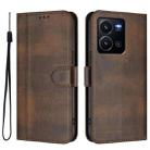 For vivo Y35 4G / Y22s 4G / Y22 4G Global Line Splicing Buckle Retro Leather Phone Case(Brown) - 2
