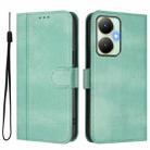 For vivo Y27 4G 2023 Global Line Splicing Buckle Retro Leather Phone Case(Mint) - 2