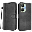For vivo Y27 4G 2023 Global Line Splicing Buckle Retro Leather Phone Case(Black) - 2