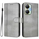For vivo Y27 4G 2023 Global Line Splicing Buckle Retro Leather Phone Case(Grey) - 2