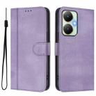 For vivo Y27 4G 2023 Global Line Splicing Buckle Retro Leather Phone Case(Purple) - 2