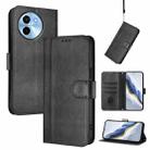 For vivo Y38 5G / T3x 5G Global Line Splicing Buckle Retro Leather Phone Case(Black) - 1