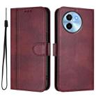 For vivo Y38 5G / T3x 5G Global Line Splicing Buckle Retro Leather Phone Case(Wine Red) - 2