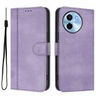 For vivo Y38 5G / T3x 5G Global Line Splicing Buckle Retro Leather Phone Case(Purple) - 2