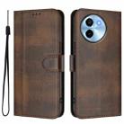 For vivo Y38 5G / T3x 5G Global Line Splicing Buckle Retro Leather Phone Case(Brown) - 2