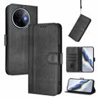 For vivo Y39 5G Global Line Splicing Buckle Retro Leather Phone Case(Black) - 1