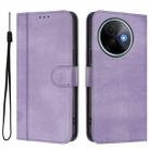 For vivo Y39 5G Global Line Splicing Buckle Retro Leather Phone Case(Purple) - 2