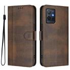 For vivo Y55s 5G 2023 / Y30 5G Line Splicing Buckle Retro Leather Phone Case(Brown) - 2