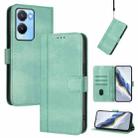 For vivo Y56 5G / Y16 4G / Y02s 4G Global Line Splicing Buckle Retro Leather Phone Case(Mint) - 1