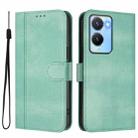 For vivo Y56 5G / Y16 4G / Y02s 4G Global Line Splicing Buckle Retro Leather Phone Case(Mint) - 2