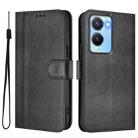 For vivo Y56 5G / Y16 4G / Y02s 4G Global Line Splicing Buckle Retro Leather Phone Case(Black) - 2