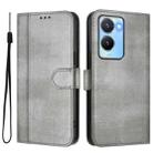 For vivo Y56 5G / Y16 4G / Y02s 4G Global Line Splicing Buckle Retro Leather Phone Case(Grey) - 2