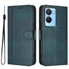 For vivo Y56 5G / Y16 4G / Y02s 4G Global Line Splicing Buckle Retro Leather Phone Case(Dark Green) - 2
