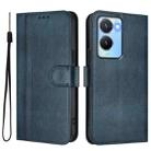 For vivo Y56 5G / Y16 4G / Y02s 4G Global Line Splicing Buckle Retro Leather Phone Case(Dark Blue) - 2