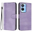 For vivo Y56 5G / Y16 4G / Y02s 4G Global Line Splicing Buckle Retro Leather Phone Case(Purple) - 2