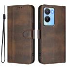 For vivo Y56 5G / Y16 4G / Y02s 4G Global Line Splicing Buckle Retro Leather Phone Case(Brown) - 2