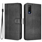 For vivo Y70s Line Splicing Buckle Retro Leather Phone Case(Black) - 2