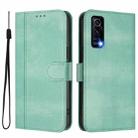 For vivo Y72 5G / Y52 5G / iQOO Z3 Line Splicing Buckle Retro Leather Phone Case(Mint) - 2