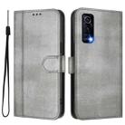 For vivo Y72 5G / Y52 5G / iQOO Z3 Line Splicing Buckle Retro Leather Phone Case(Grey) - 2