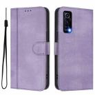For vivo Y72 5G / Y52 5G / iQOO Z3 Line Splicing Buckle Retro Leather Phone Case(Purple) - 2