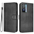 For vivo Y76 5G Line Splicing Buckle Retro Leather Phone Case(Black) - 2