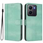 For vivo Y36 5G / 4G / Y27s 4G Global Line Splicing Buckle Retro Leather Phone Case(Mint) - 2