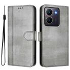 For vivo Y36 5G / 4G / Y27s 4G Global Line Splicing Buckle Retro Leather Phone Case(Grey) - 2