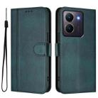 For vivo Y36 5G / 4G / Y27s 4G Global Line Splicing Buckle Retro Leather Phone Case(Dark Green) - 2