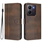 For vivo Y36 5G / 4G / Y27s 4G Global Line Splicing Buckle Retro Leather Phone Case(Brown) - 2
