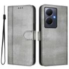 For vivo Y78+ 5G / Y78 Global / V29 Lite Line Splicing Buckle Retro Leather Phone Case(Grey) - 2