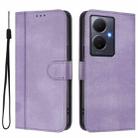 For vivo Y78+ 5G / Y78 Global / V29 Lite Line Splicing Buckle Retro Leather Phone Case(Purple) - 2