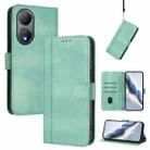 For vivo Y100 5G / Y100A 5G India Line Splicing Buckle Retro Leather Phone Case(Mint) - 1
