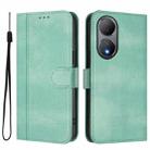 For vivo Y100 5G / Y100A 5G India Line Splicing Buckle Retro Leather Phone Case(Mint) - 2