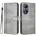 For vivo Y100 5G / Y100A 5G India Line Splicing Buckle Retro Leather Phone Case(Grey) - 2