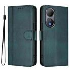 For vivo Y100 5G / Y100A 5G India Line Splicing Buckle Retro Leather Phone Case(Dark Green) - 2
