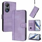 For vivo Y100 5G / Y100A 5G India Line Splicing Buckle Retro Leather Phone Case(Purple) - 1