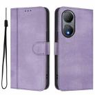 For vivo Y100 5G / Y100A 5G India Line Splicing Buckle Retro Leather Phone Case(Purple) - 2
