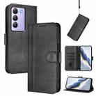 For vivo Y100 5G IDN / T3 5G IDN Line Splicing Buckle Retro Leather Phone Case(Black) - 1