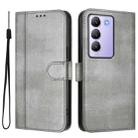 For vivo Y100 5G IDN / T3 5G IDN Line Splicing Buckle Retro Leather Phone Case(Grey) - 2