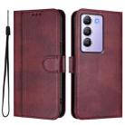 For vivo Y100 5G IDN / T3 5G IDN Line Splicing Buckle Retro Leather Phone Case(Wine Red) - 2