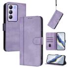 For vivo Y100 5G IDN / T3 5G IDN Line Splicing Buckle Retro Leather Phone Case(Purple) - 1