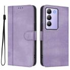 For vivo Y100 5G IDN / T3 5G IDN Line Splicing Buckle Retro Leather Phone Case(Purple) - 2