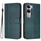 For vivo V40 Lite 5G IDN / Y300 5G Global Line Splicing Buckle Retro Leather Phone Case(Dark Green) - 2