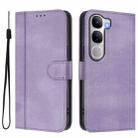 For vivo V40 Lite 5G IDN / Y300 5G Global Line Splicing Buckle Retro Leather Phone Case(Purple) - 2