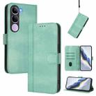 For vivo V40 Lite 4G IDN / Y300 5G IDN Line Splicing Buckle Retro Leather Phone Case(Mint) - 1