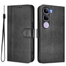 For vivo V40 Lite 4G IDN / Y300 5G IDN Line Splicing Buckle Retro Leather Phone Case(Black) - 2