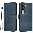 For vivo V40 Lite 4G IDN / Y300 5G IDN Line Splicing Buckle Retro Leather Phone Case(Dark Blue) - 2